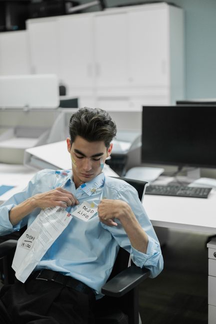 office worker looking at pay slip