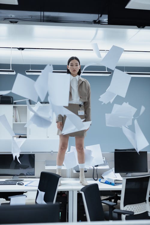 Woman in Messy Office
