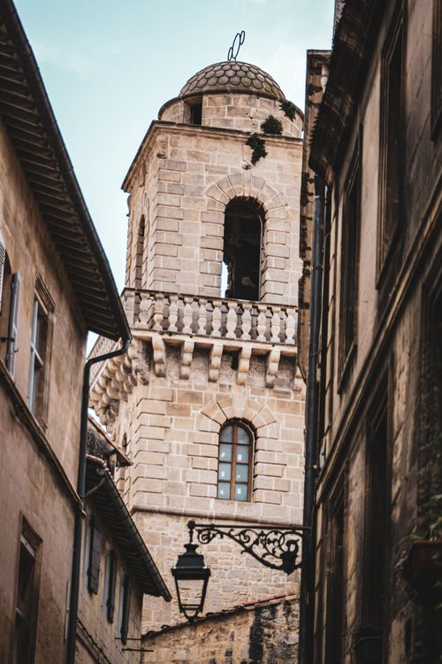 Free Charming view of a historic tower in Arles, Provence, showcasing classic architectural beauty. Stock Photo