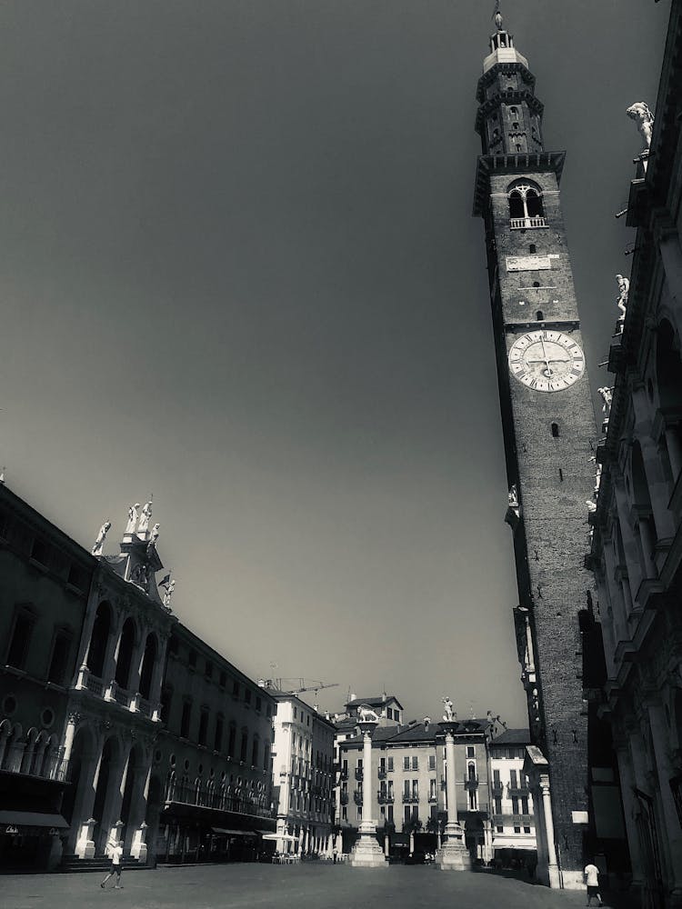 Grayscale Photo Of Piazza Dei Signori