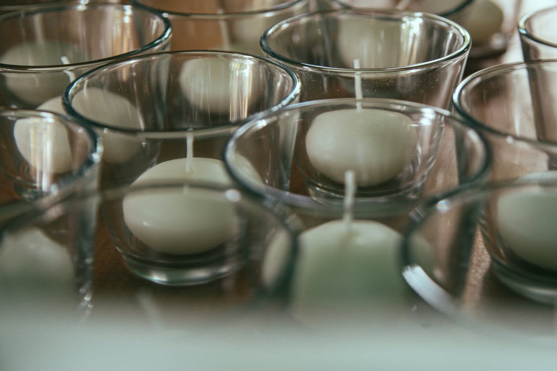 Free White Candles in the Glass Stock Photo