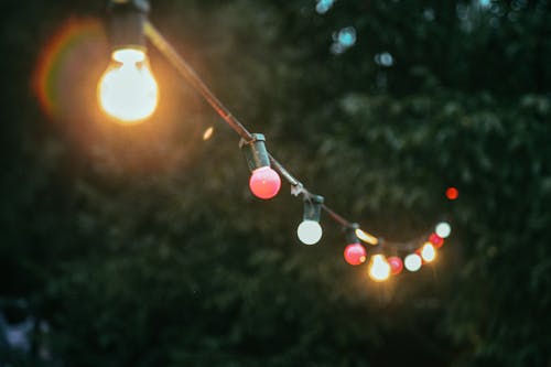 Close Up Shot of String Lights