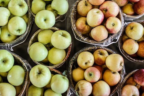 Top View of Apples in Containers 