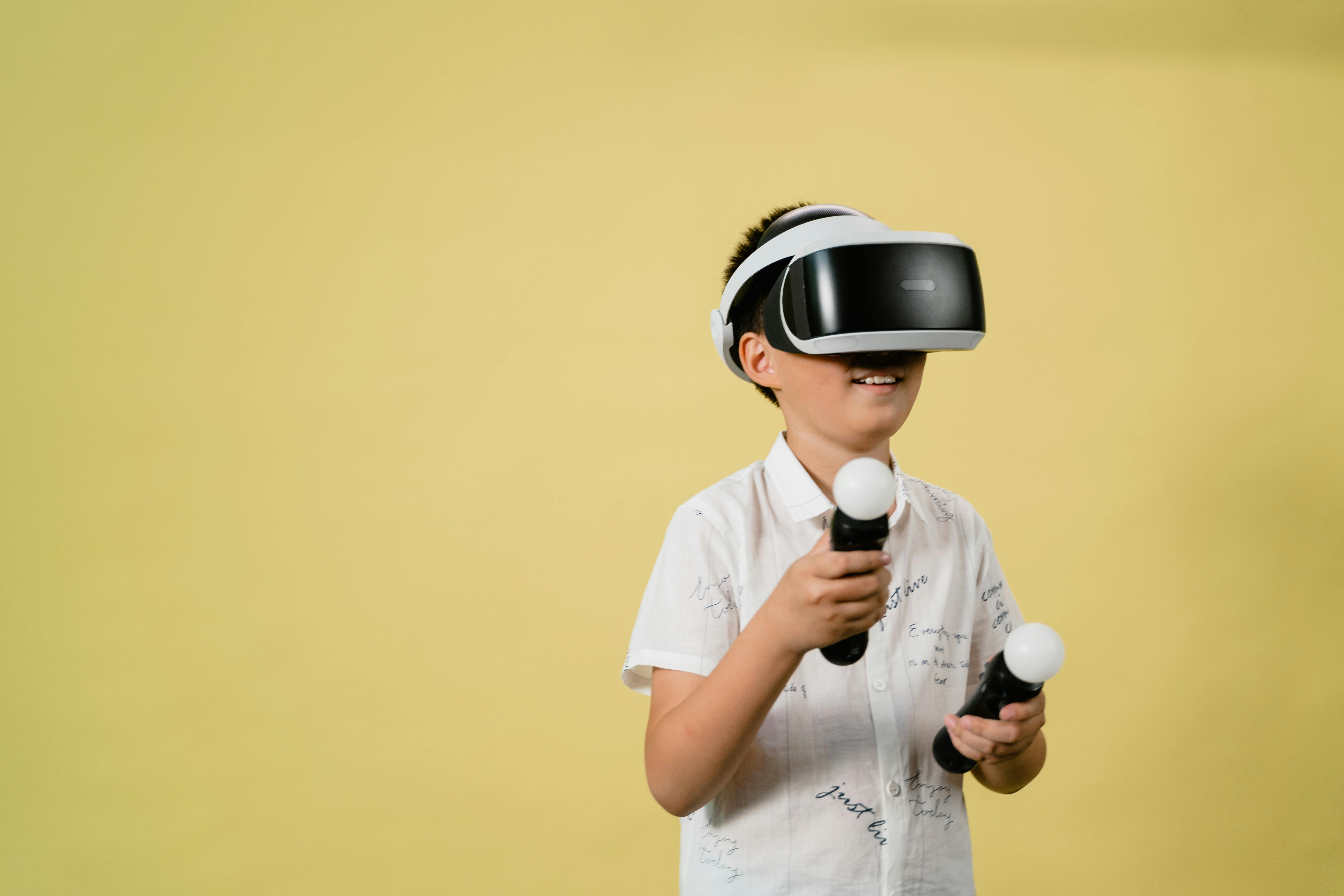 boy playing virtual reality