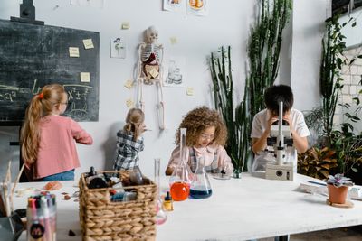 Curious children conducting science experiments