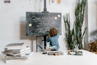 A Child Drawing on a Blackboard
