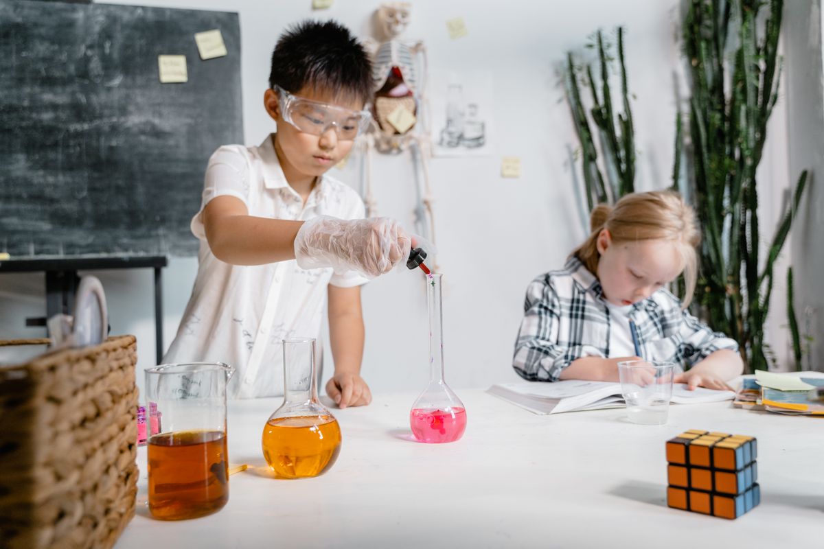 Students conducting a laboratory activity