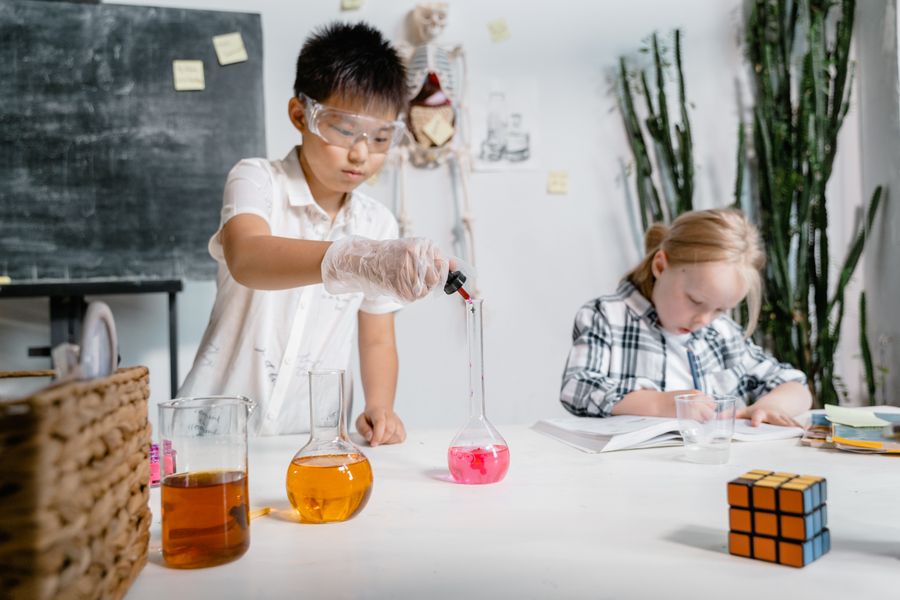 Students experimenting in a laboratory