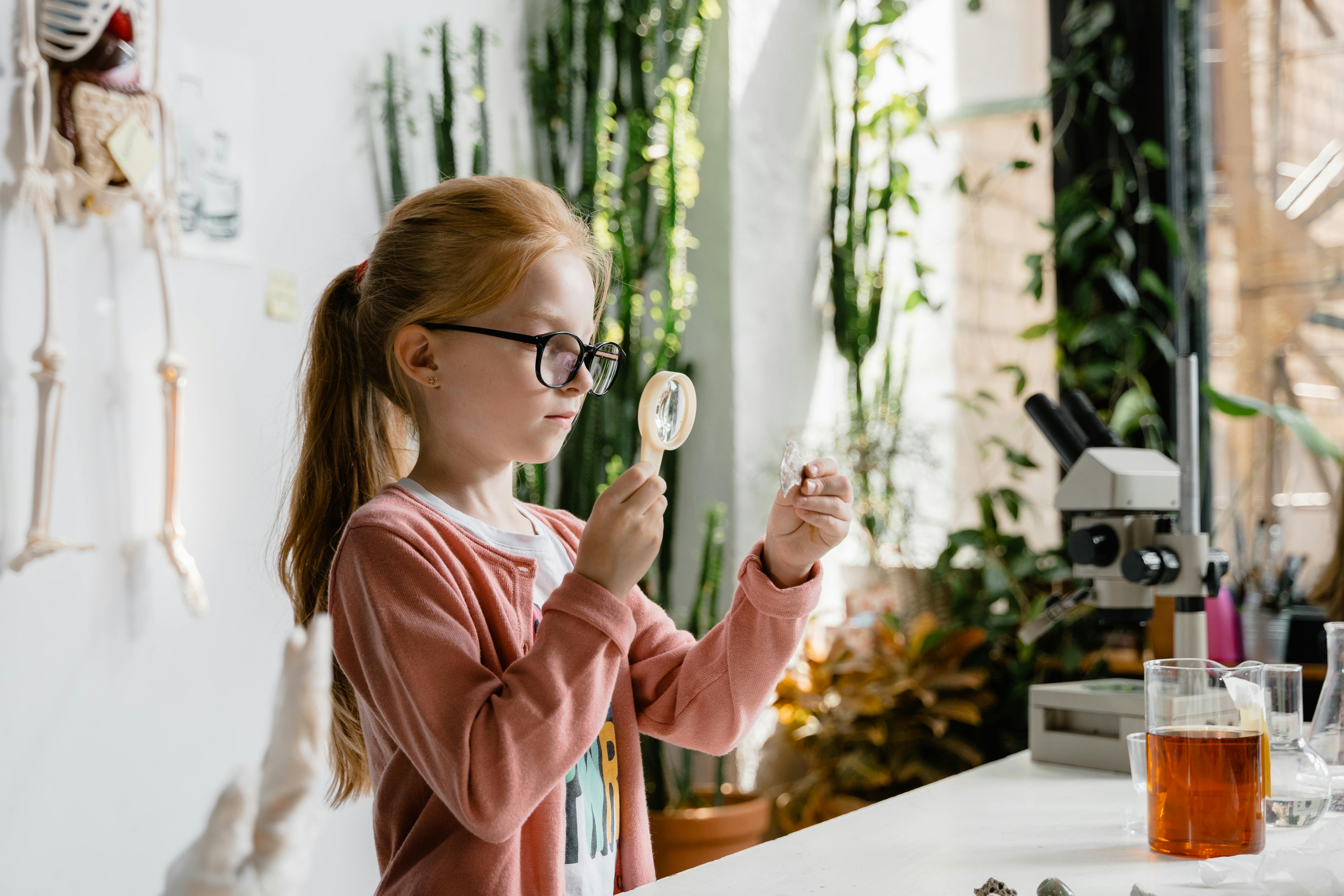 Student using general science lab kit at home