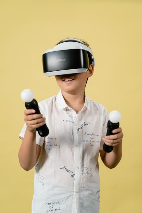 
A Boy Playing a Virtual Reality Game