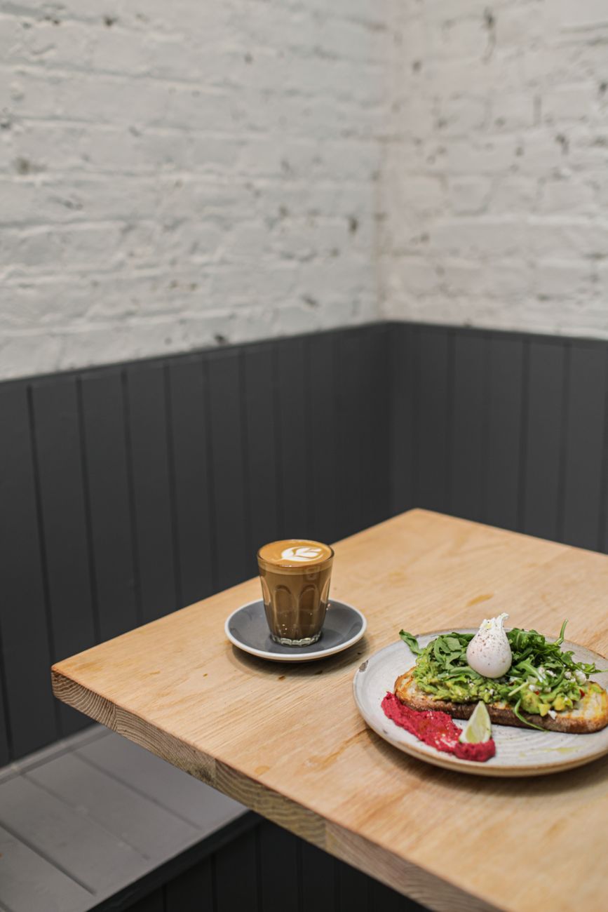Coffee, pastries, and brunch in a warmly lit café setting
