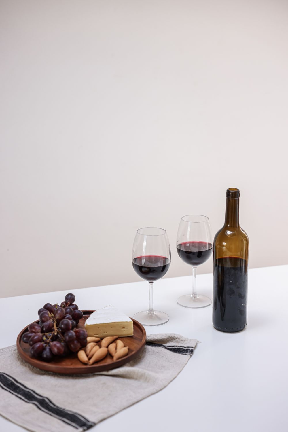 A Plate of Food and Glasses of Wine · Free Stock Photo
