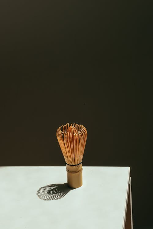 Wooden Brush for Matcha Latte on Table
