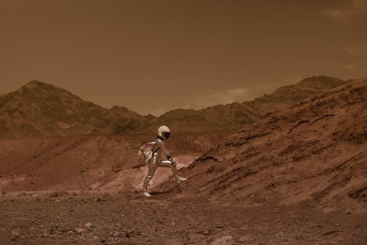 An Astronaut Walking On Mars