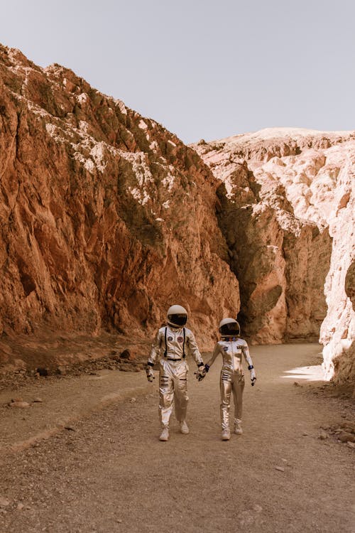 Astronauts Walking in a Planet