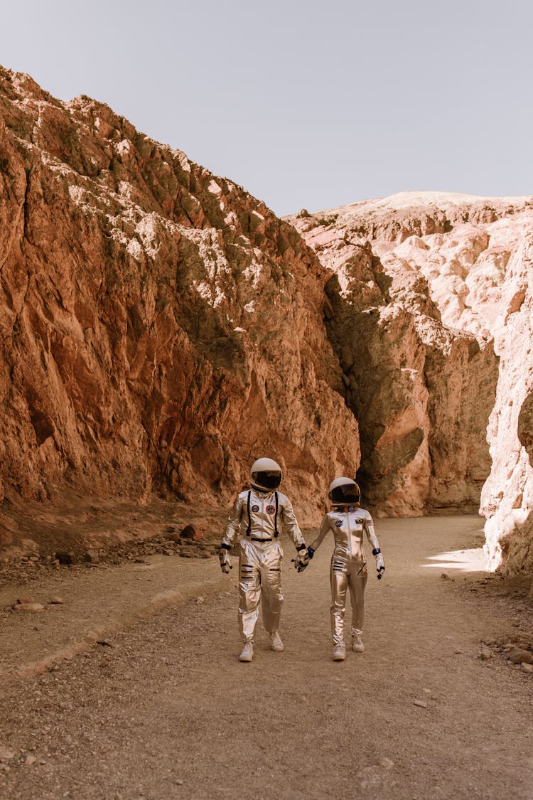 Astronauts Walking In A Planet