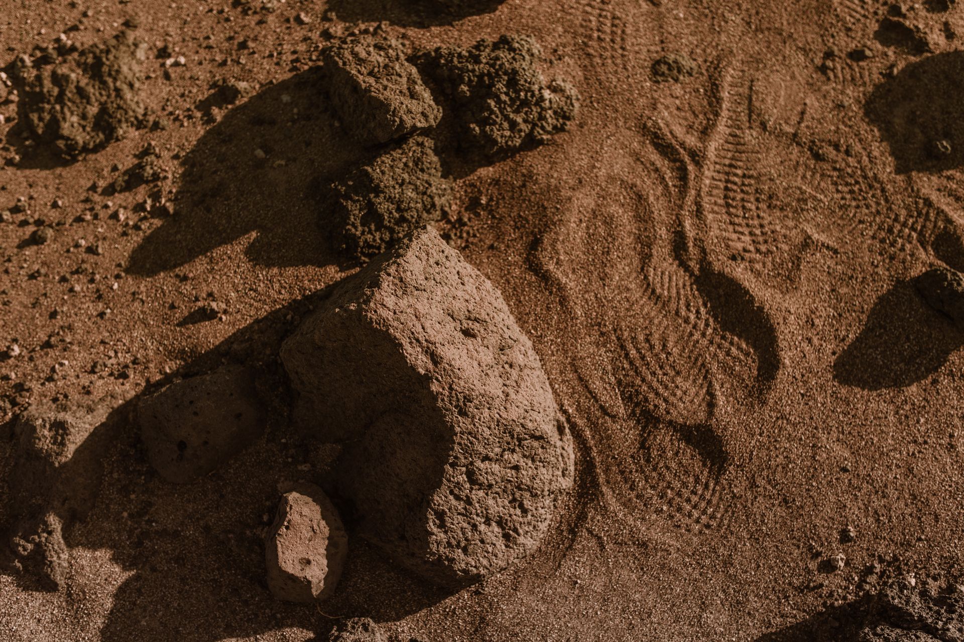 Shoe Marks on the Brown Sand
