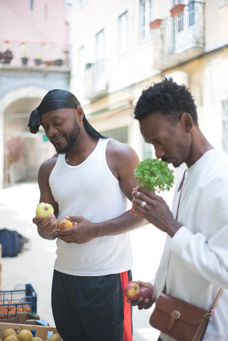 Men Shopping For Vegetable Together