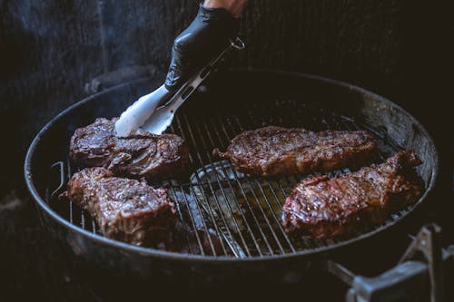 Free Meat on a Griller Stock Photo
