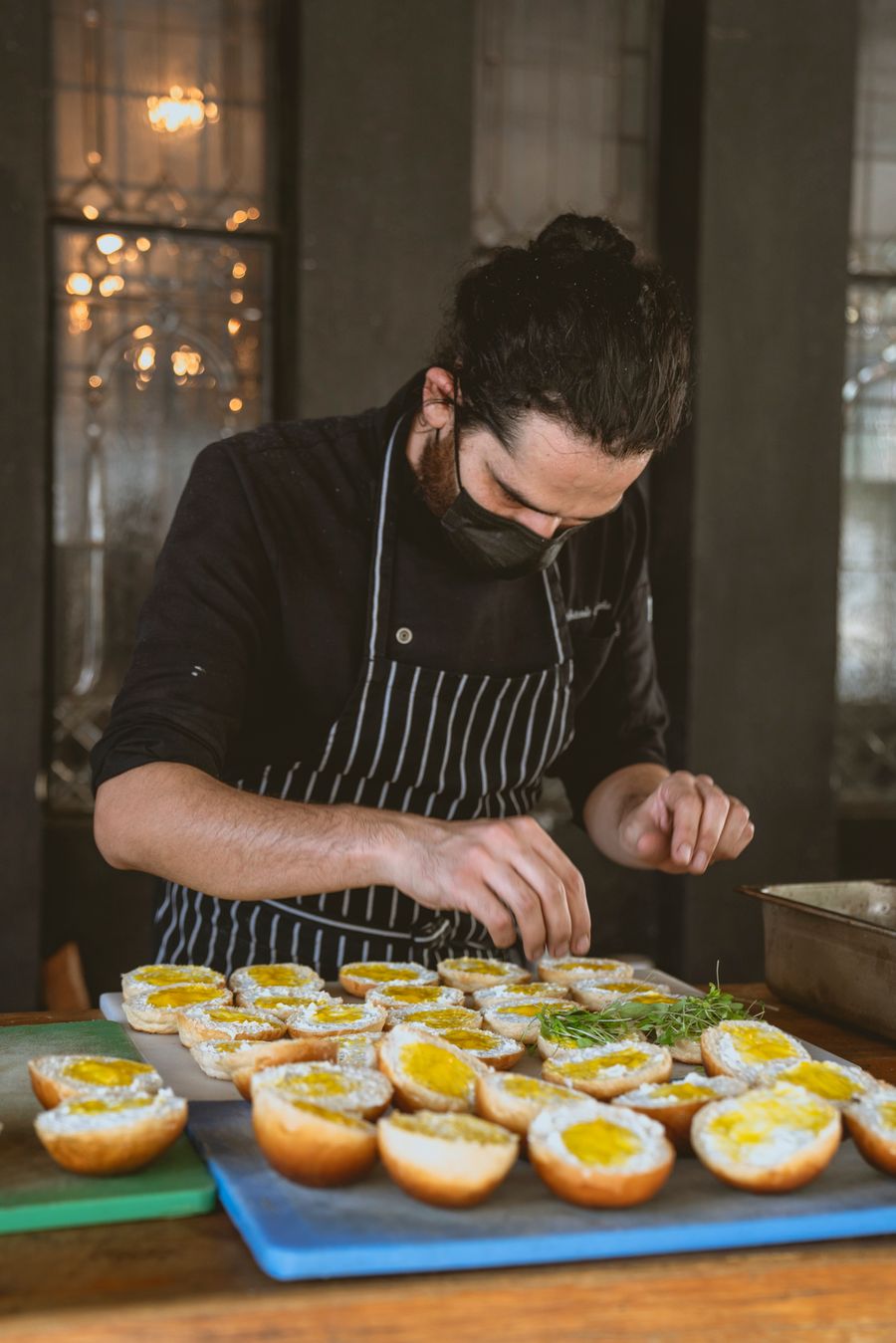 Chef preparing food in a professional kitchen