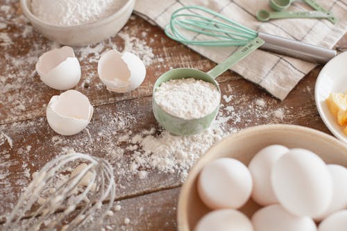 Free White Eggs Flour on Top of a Table Stock Photo