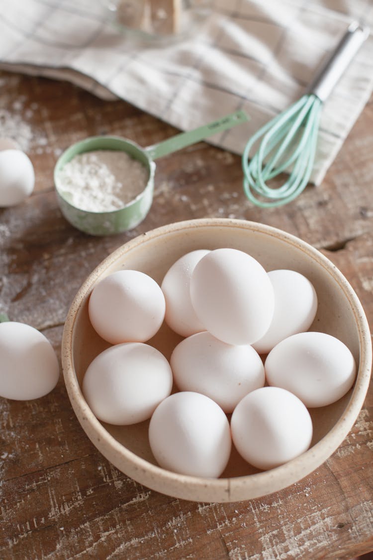 White Eggs On A Bowl