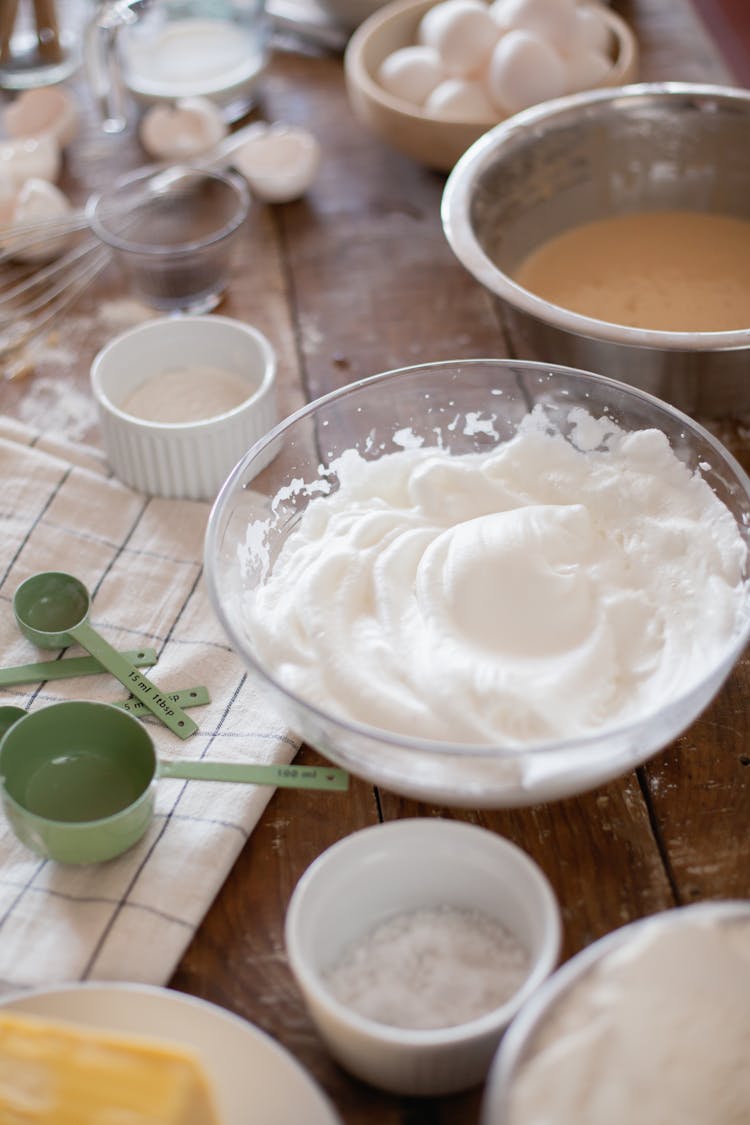 Whipped Egg Whites On A Bowl