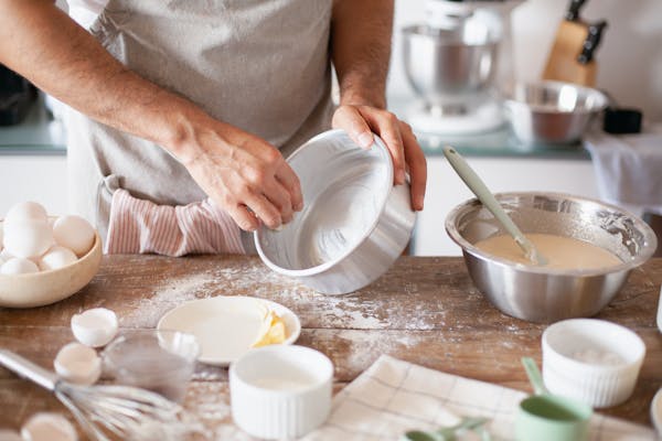 Greasing a baking pan