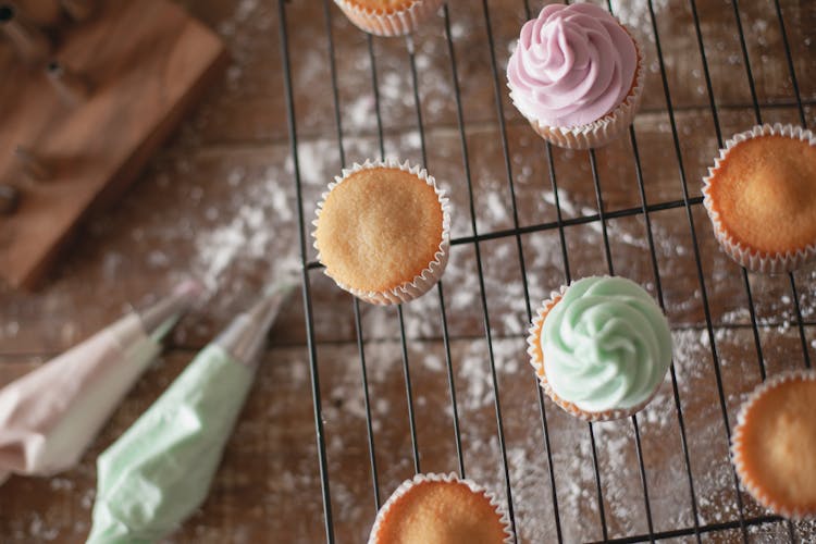 Cupcakes On A Cooling Rack