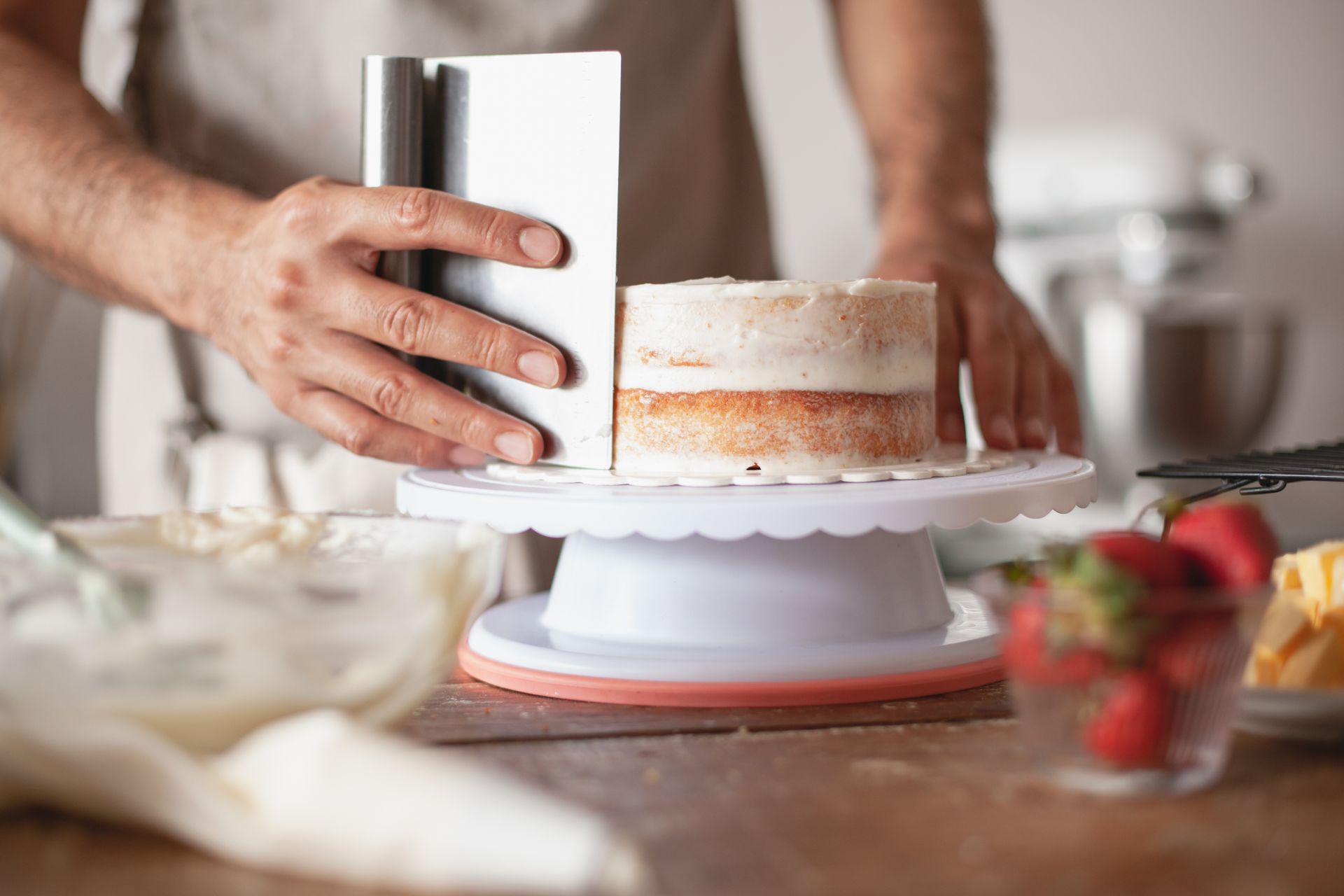 A Person Baking a Cake