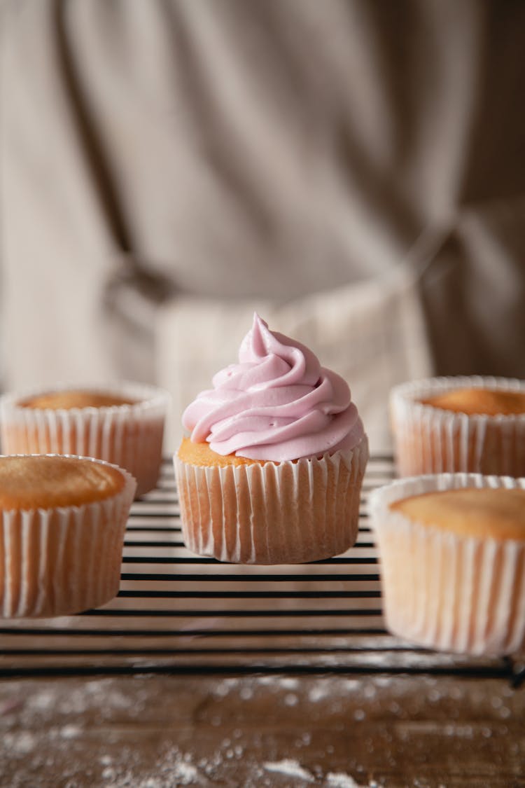 Close-up Of A Cupcake With Frosting