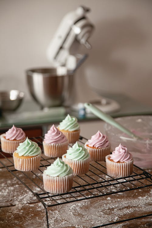 Cupcakes on Stainless Steel Tray