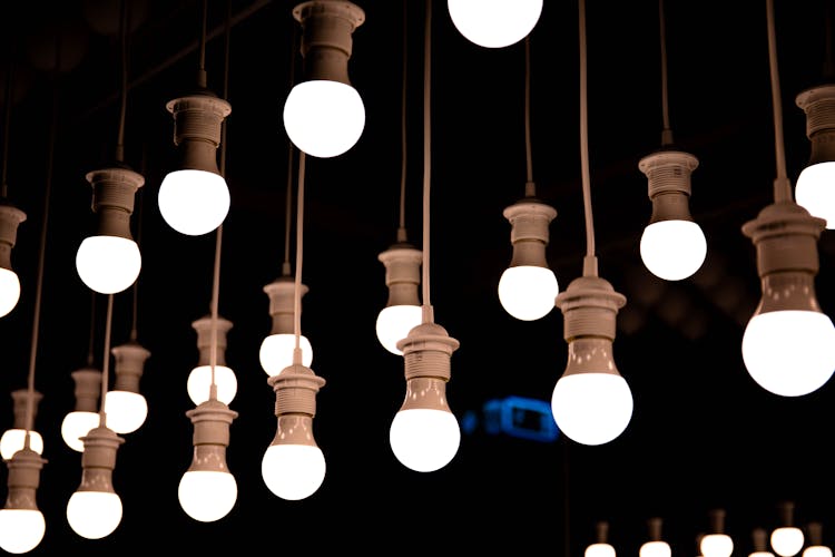 Close-Up Photo Of Hanging Pendant Light Bulbs