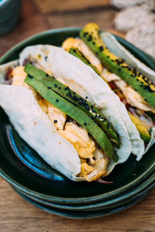 Free Vegetarian Tacos in a Plate Stock Photo