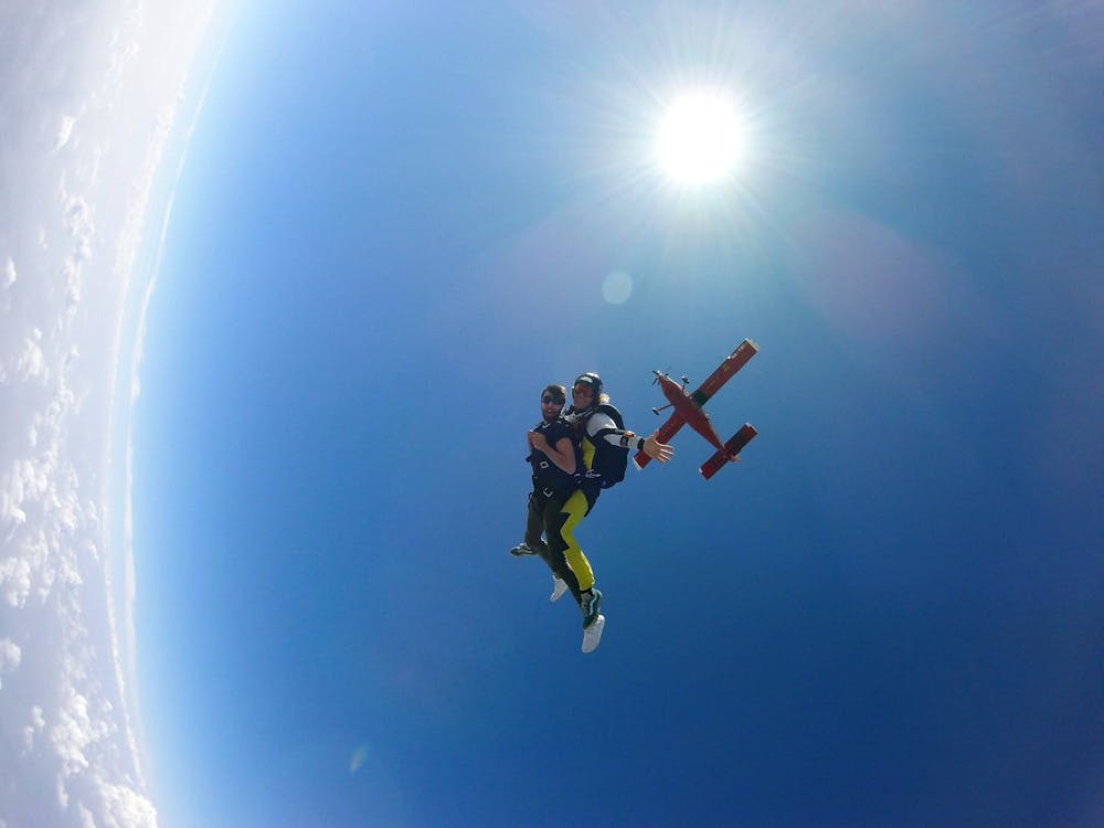Two Courageous People Skydiving