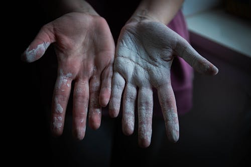 Free Photo of Hands With White Paint Stains Stock Photo