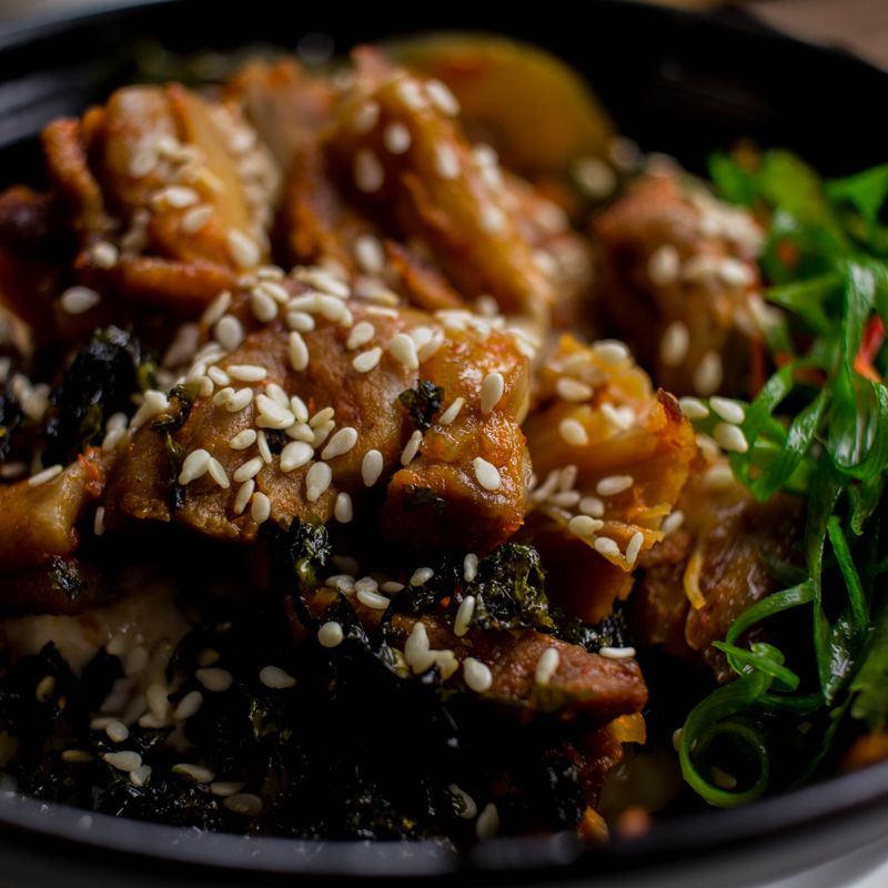 Black Garlic Soy Glazed Brown Rice with Toasted Nori