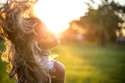 Hair flowing sunlight