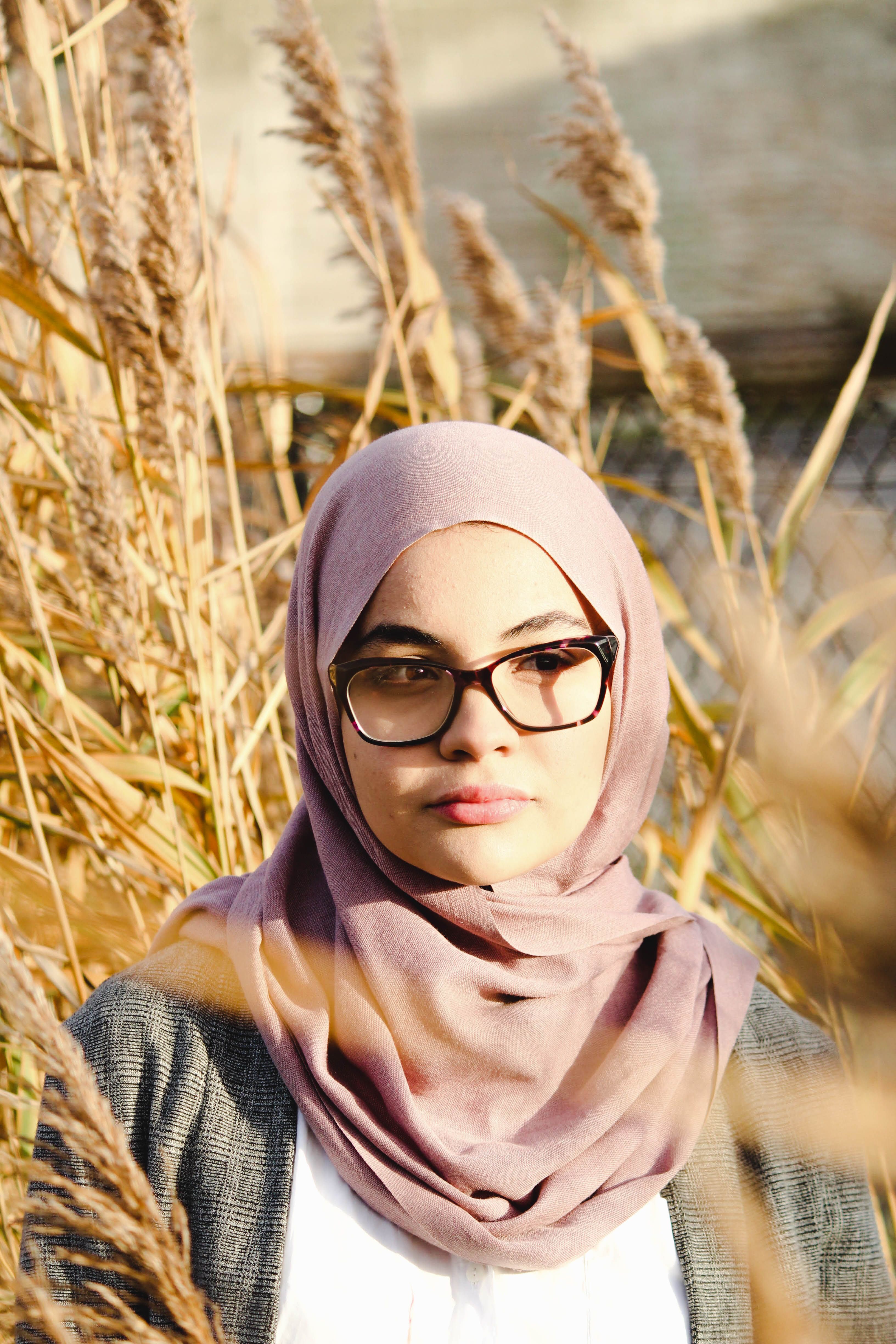 Woman in Pink Hijab and Brown Eyeglasses · Free Stock Photo
