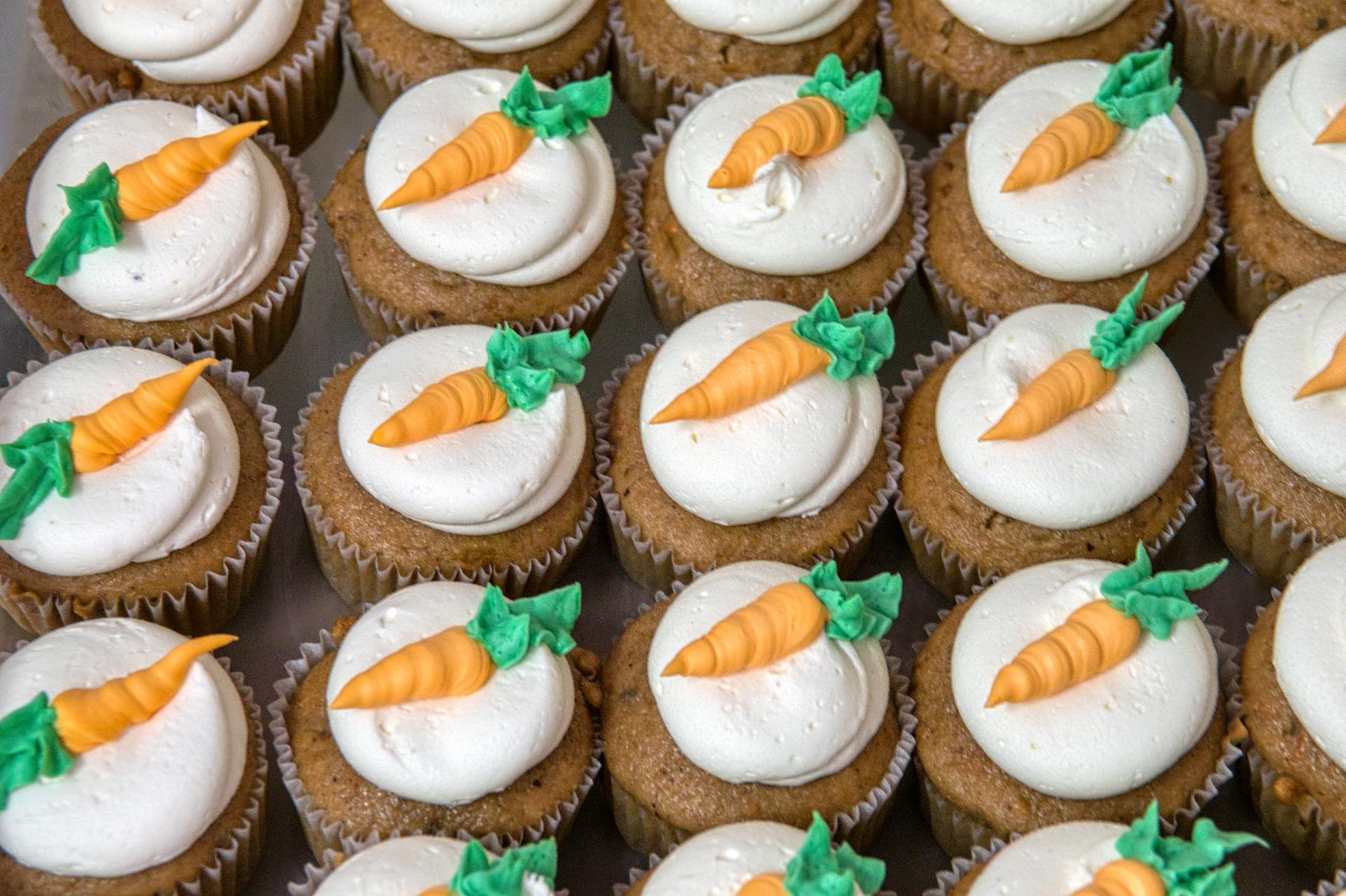 Carrot Cupcakes in Rows