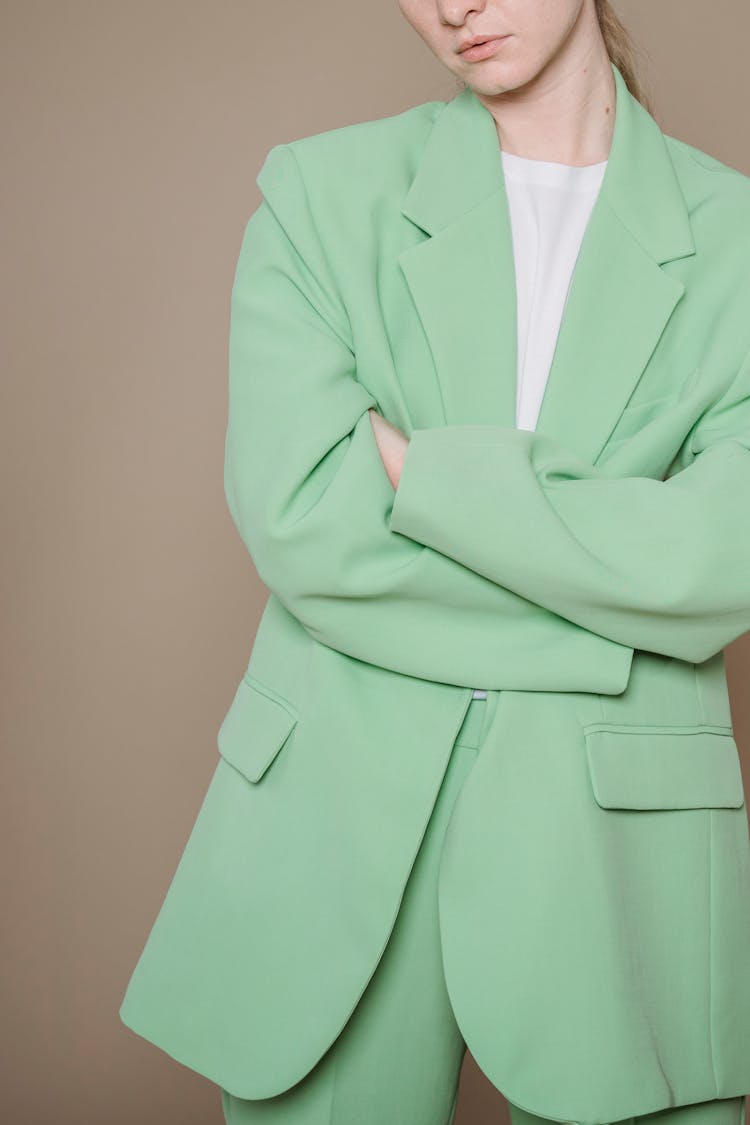 A Model In A Stylish Green Suit