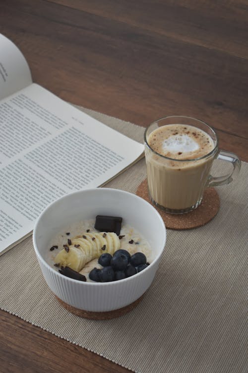 Free Breakfast Bowl and a Cup of Coffee Stock Photo