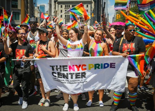 Free Group of People on a Parade Stock Photo