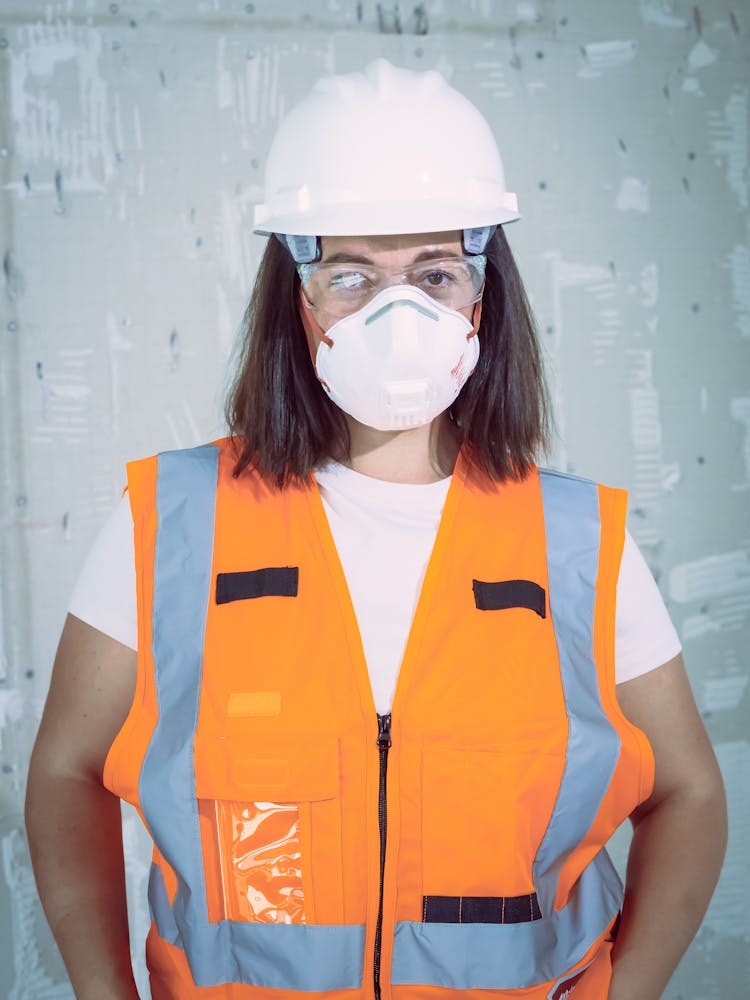 Female Engineer Wearing N95 Mask 