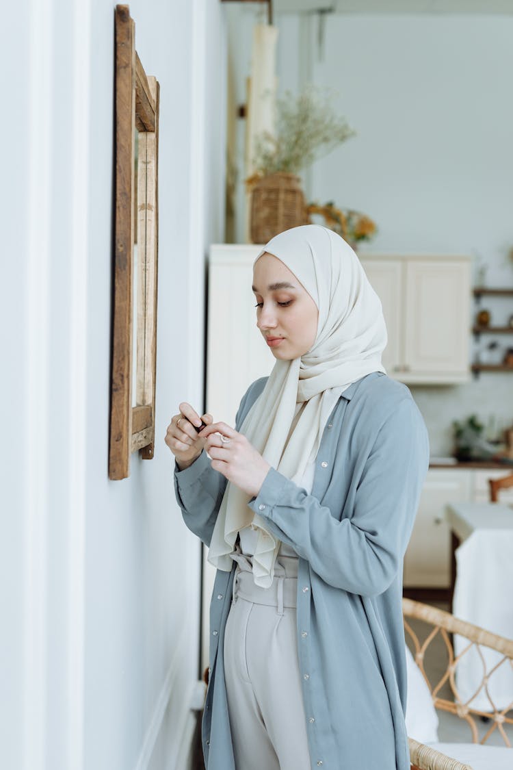 A Woman In White Hijab