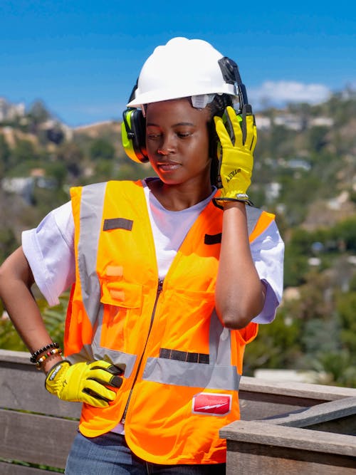 Free Female Engineer Reflective Vest  Stock Photo
