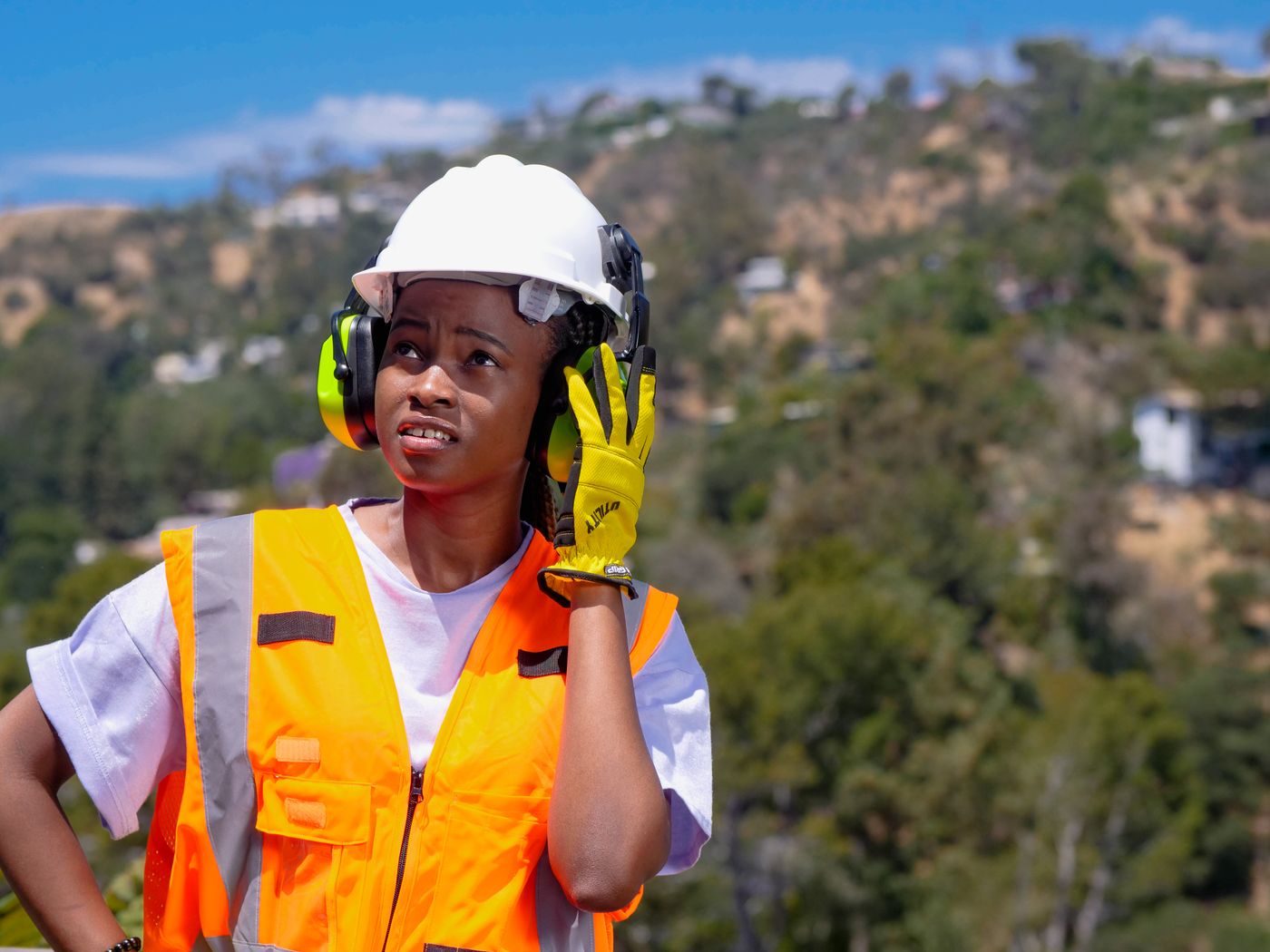 Construction professional reviewing project plans