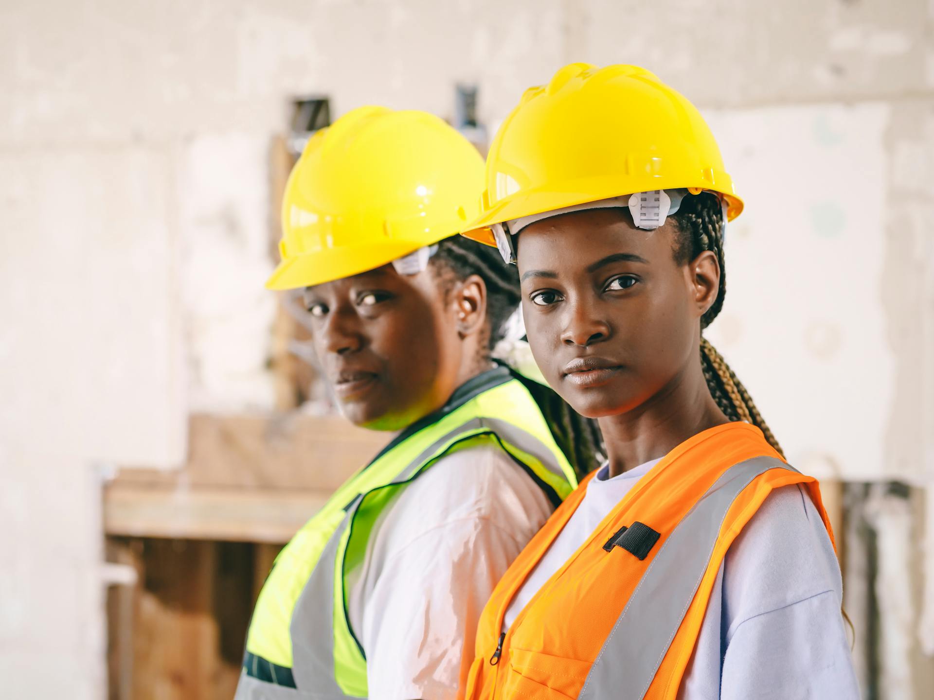 Women in Yellow Hardhat and Reflective Vest