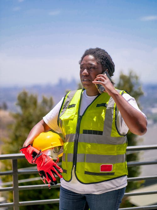 Woman Engineer Talking on Phone 