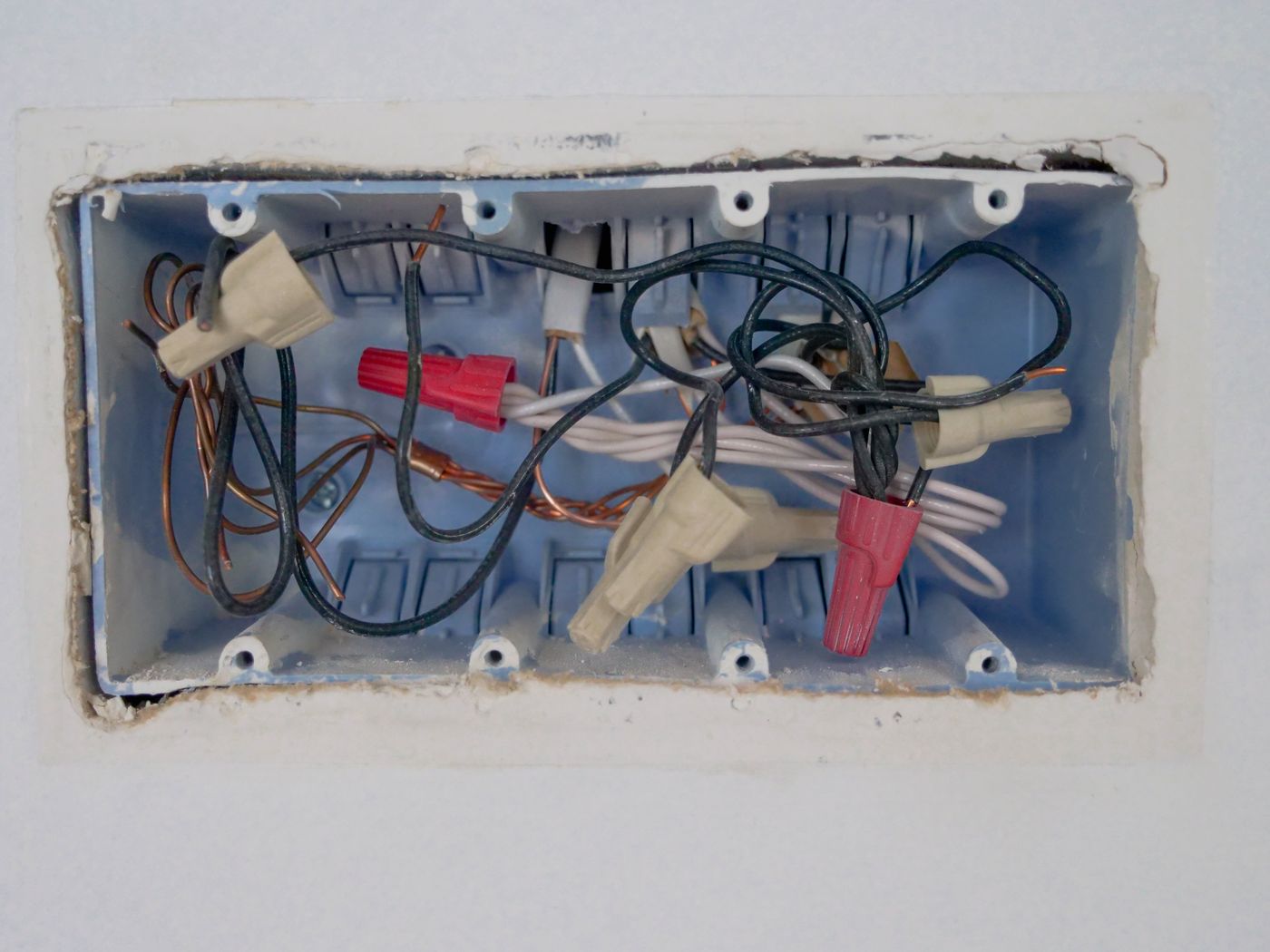Open electrical switchboard with circuit protection and wiring